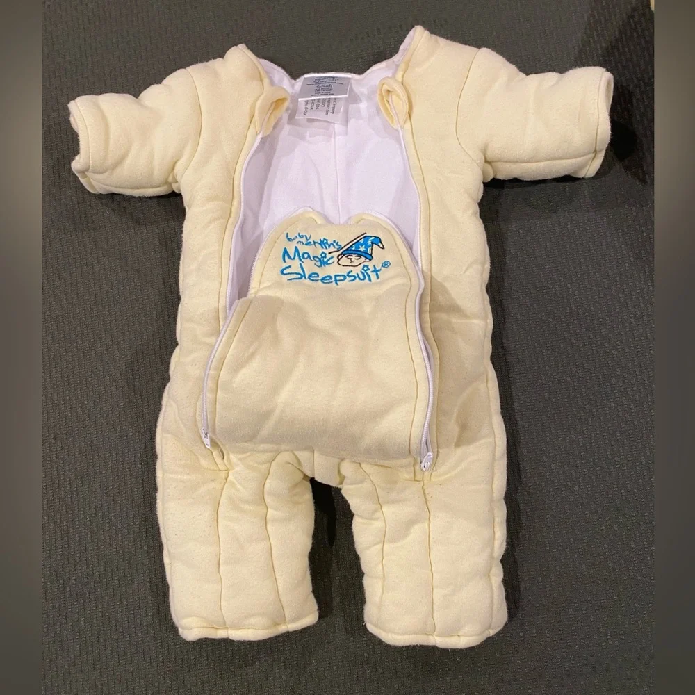 Magicsuit Baby Sleepsuit in Pale Yellow with Blue Logo